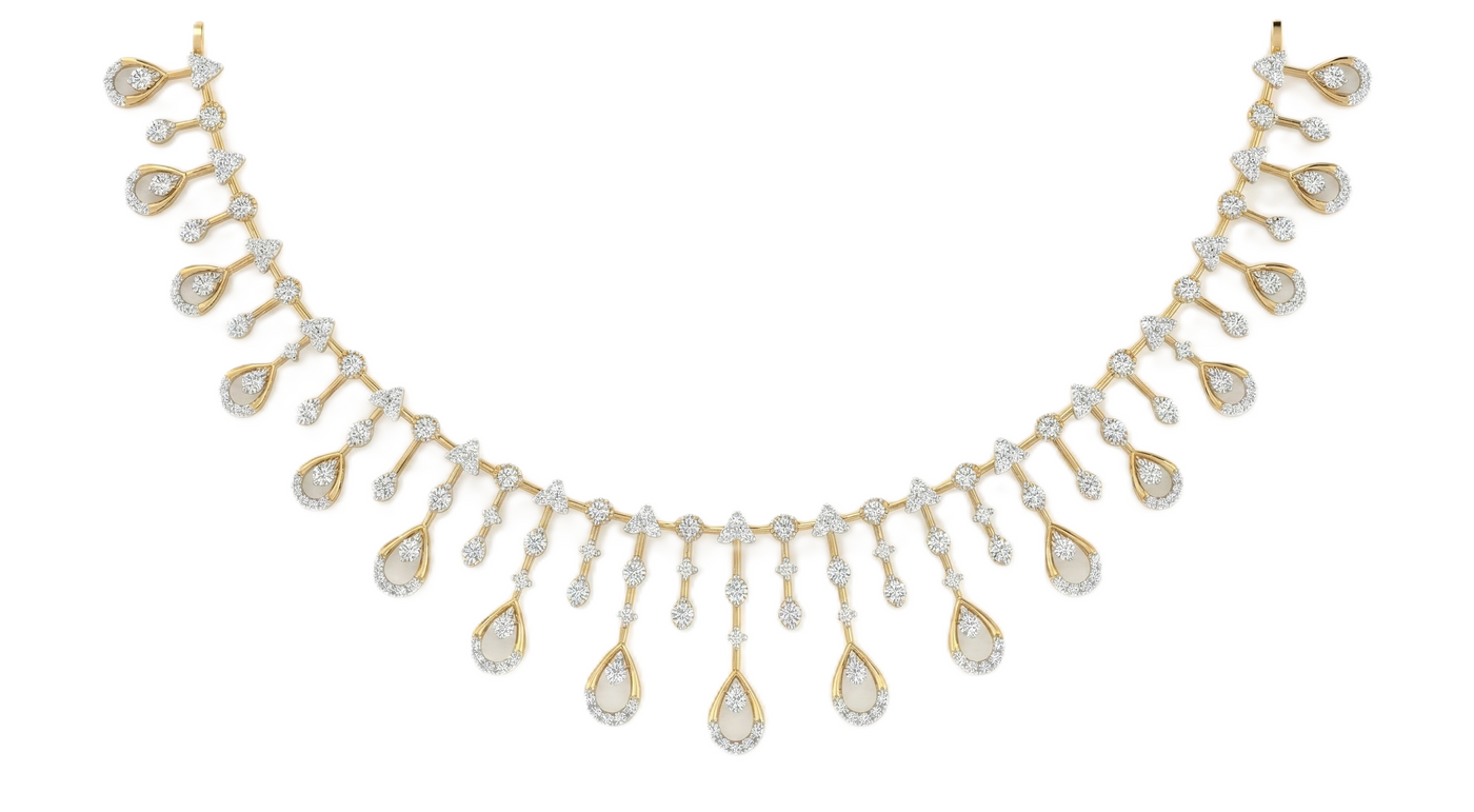 14K Gold & Diamond Choker Necklace Set KRB44088N-A