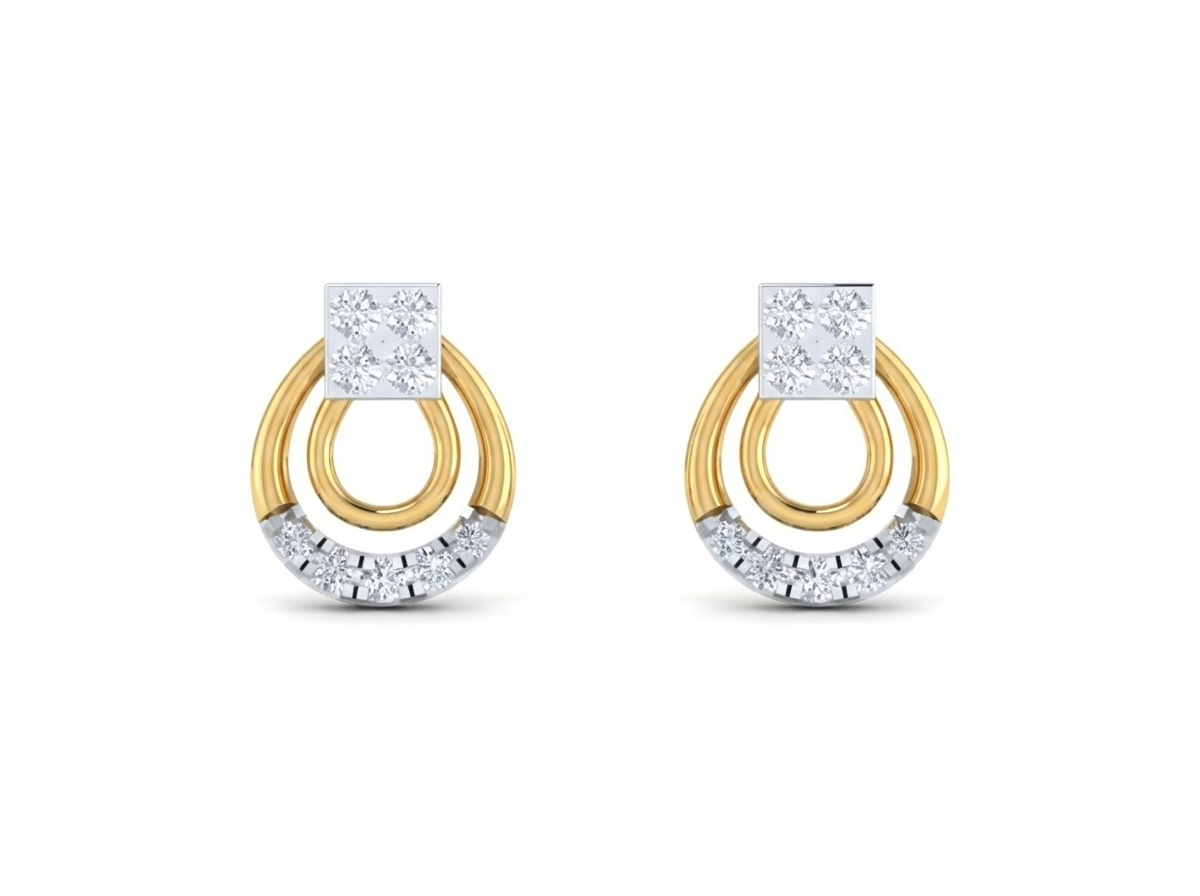 18K Gold & Diamond Women Front Back Earring KRK30028
