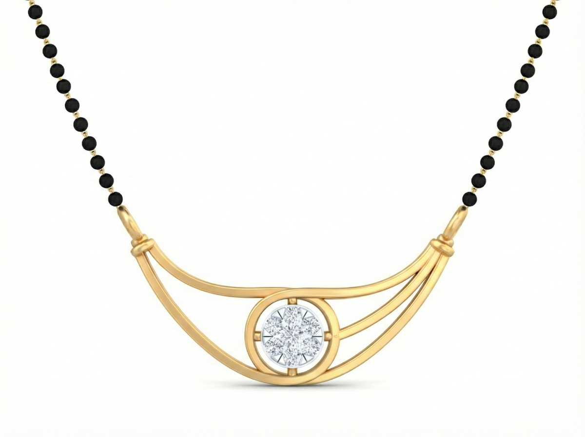 18K Gold & Diamond Beaded Mangalsutra For Women KSK206