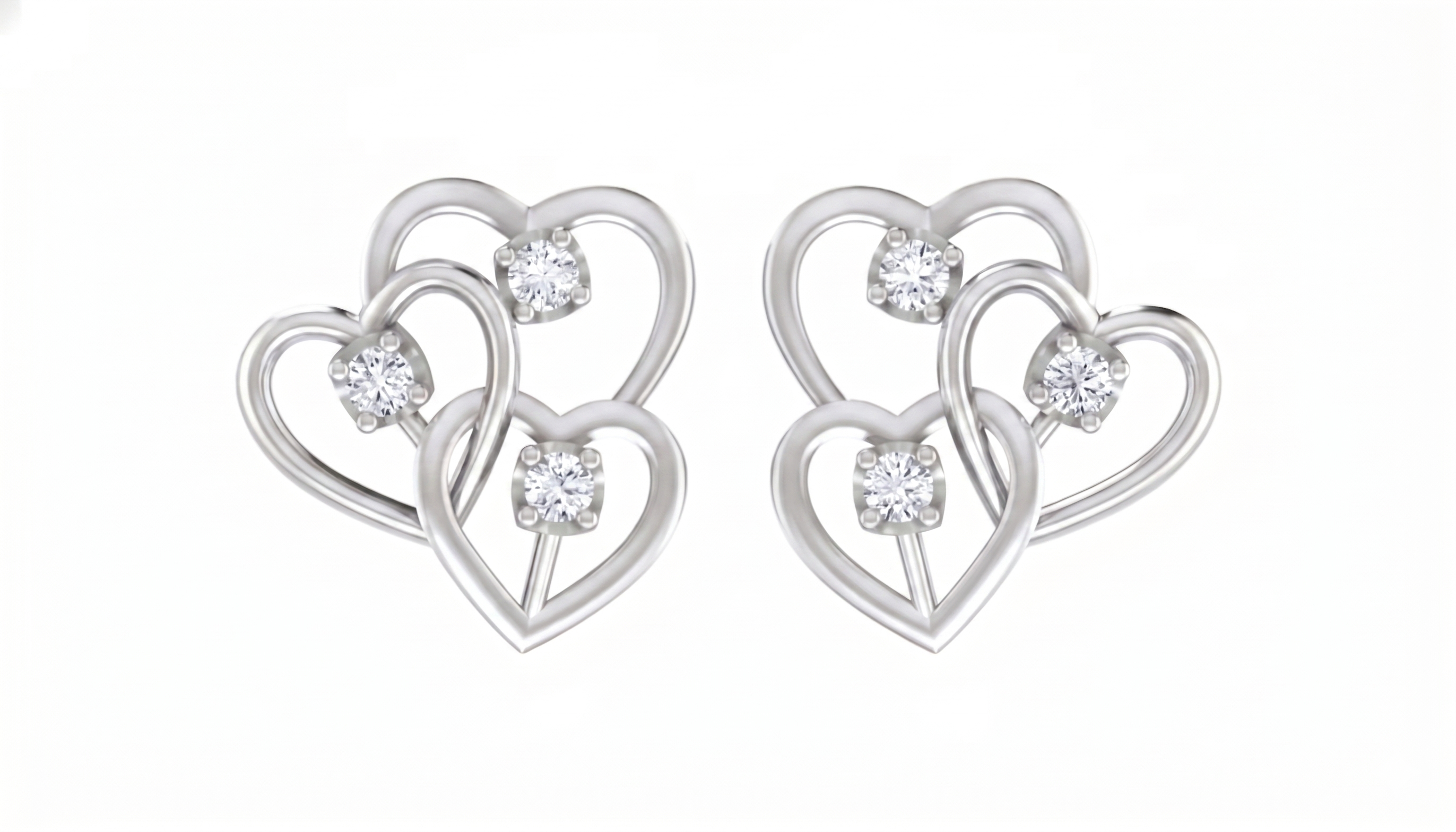Heart White  Gold Diamond Earring | under 40k 