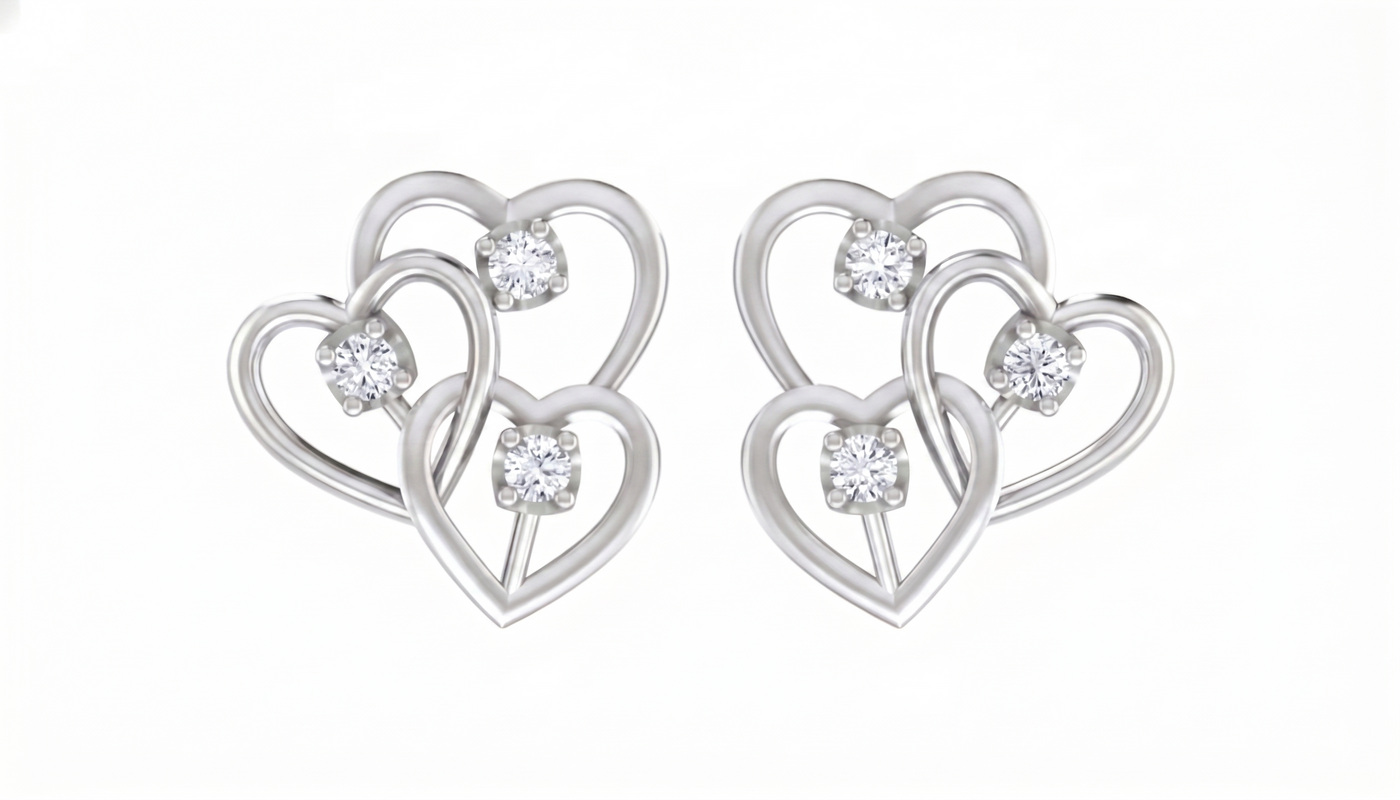 Heart White  Gold Diamond Earring | under 40k 