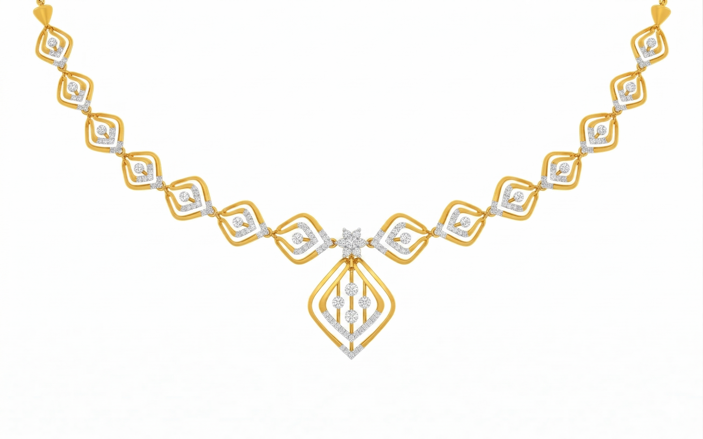14K Gold & Diamond Dailywear Necklace Set KRB44115N