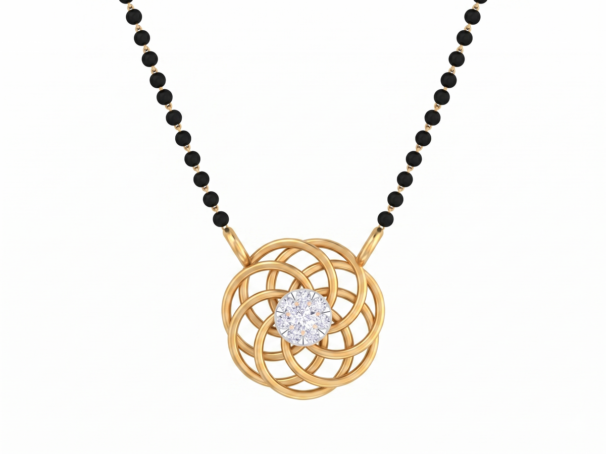 Gold & Diamond Beaded Mangalsutra For Women KRB50023
