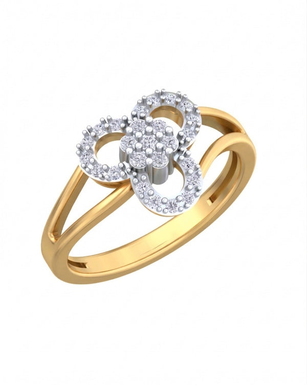Gold & Diamond Floral Ring For Women KRC10782