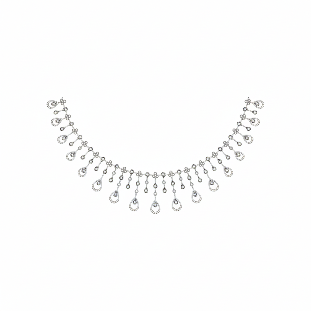 18K Gold & Diamond Choker Necklace Set KNCK-1139A
