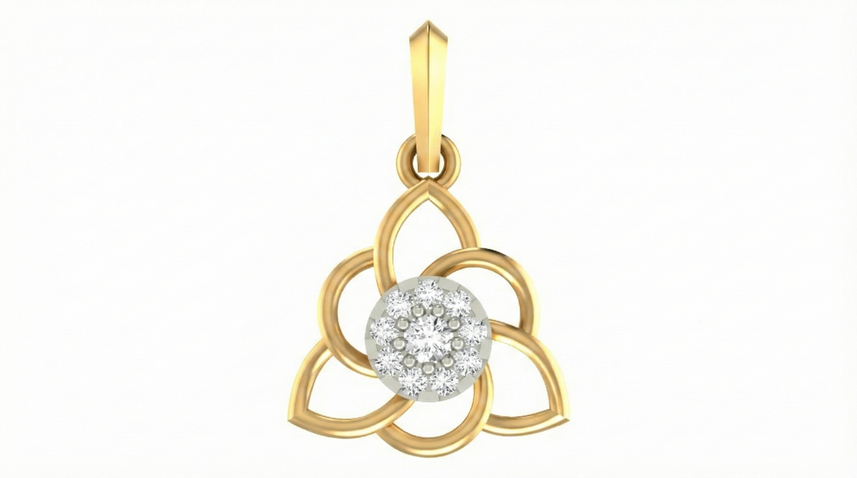 18K Gold & Diamond Floral Pendant Set KRA40166P