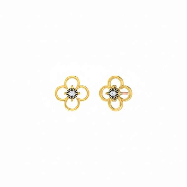 Gold & Diamond Floral Stud Women Earring KRB30085