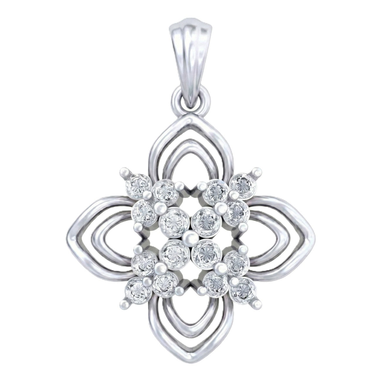 White gold and diamond pendant on white background