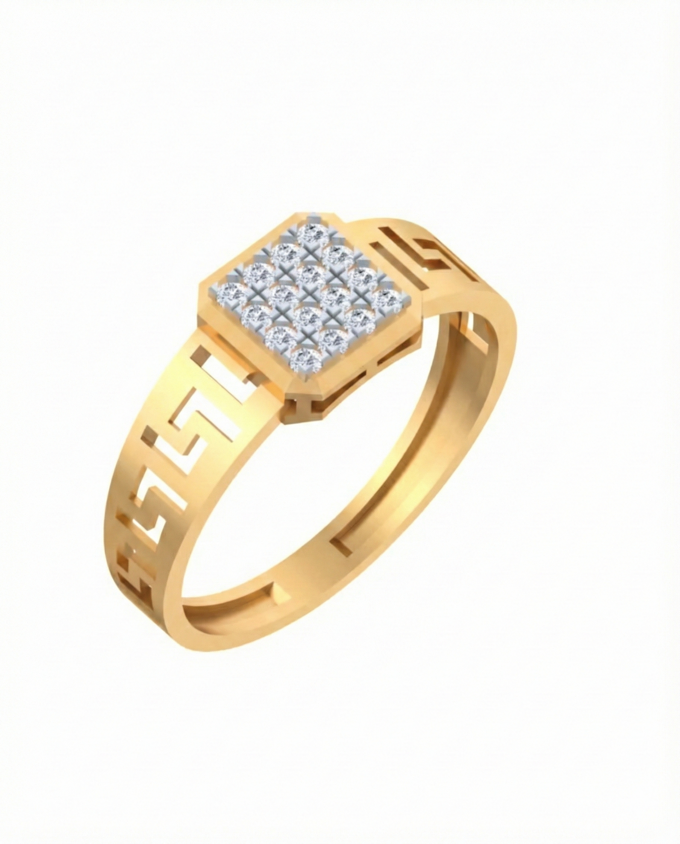 Gold & Diamond Square Ring For Men KRC20051