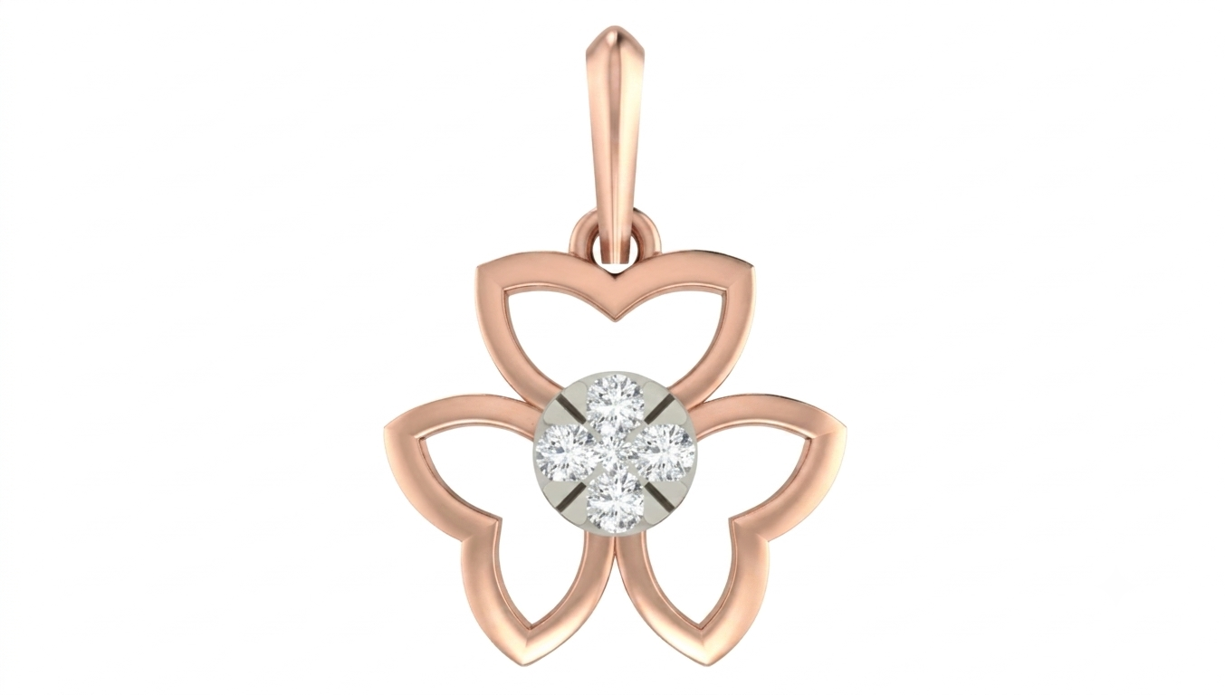 Gold & Diamond Floral Pendant Set KRC40609
