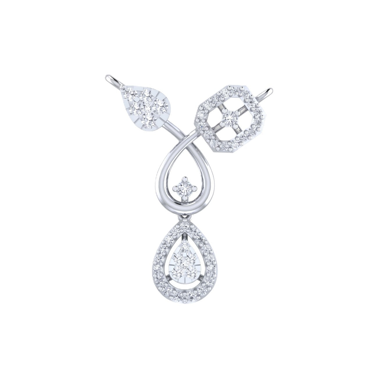 White gold & diamond floral mangalsutra on white background