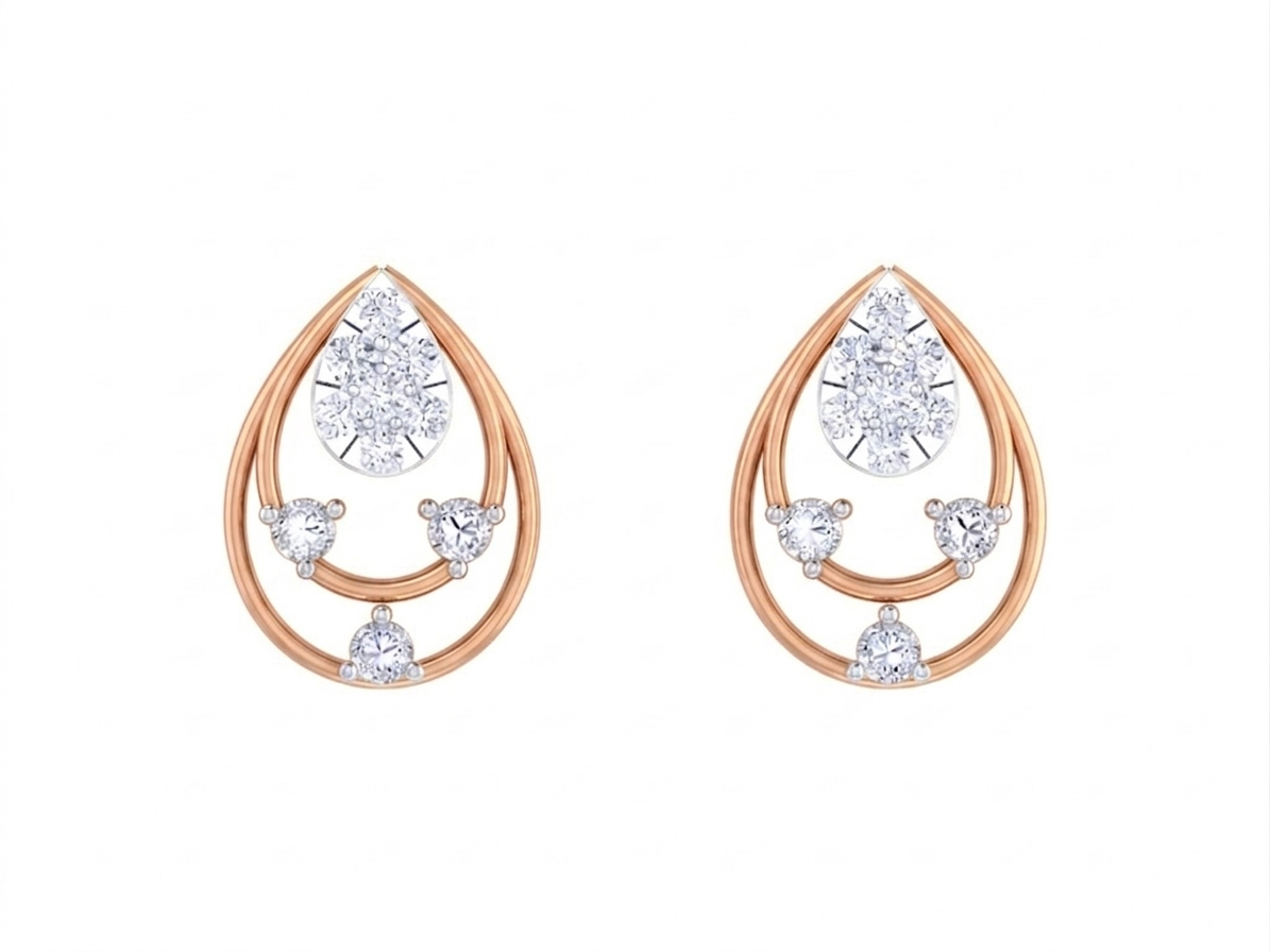 Rose Gold Diamond Earring | under 40k 