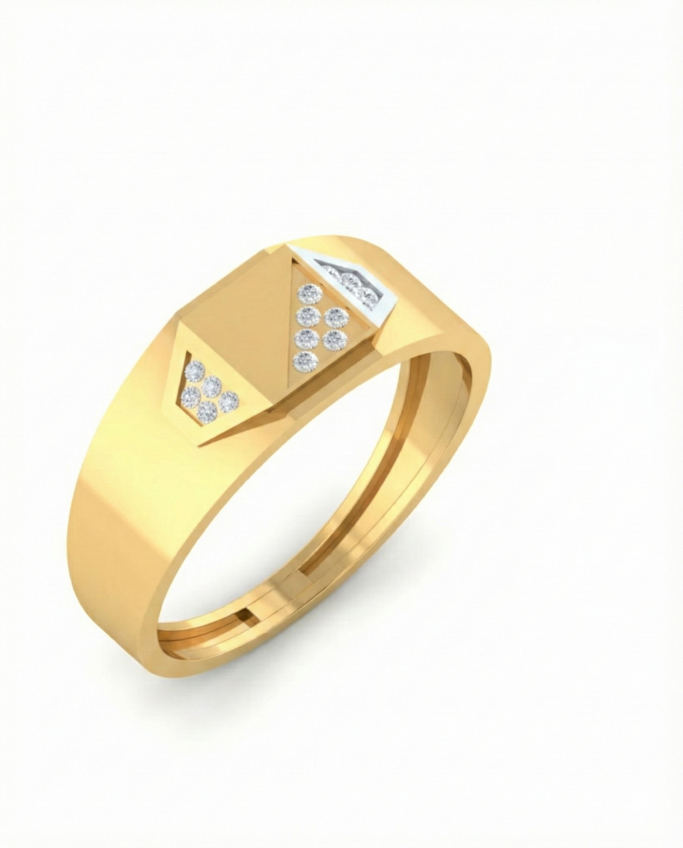 Gold & Diamond Band Ring For Men KRC20061