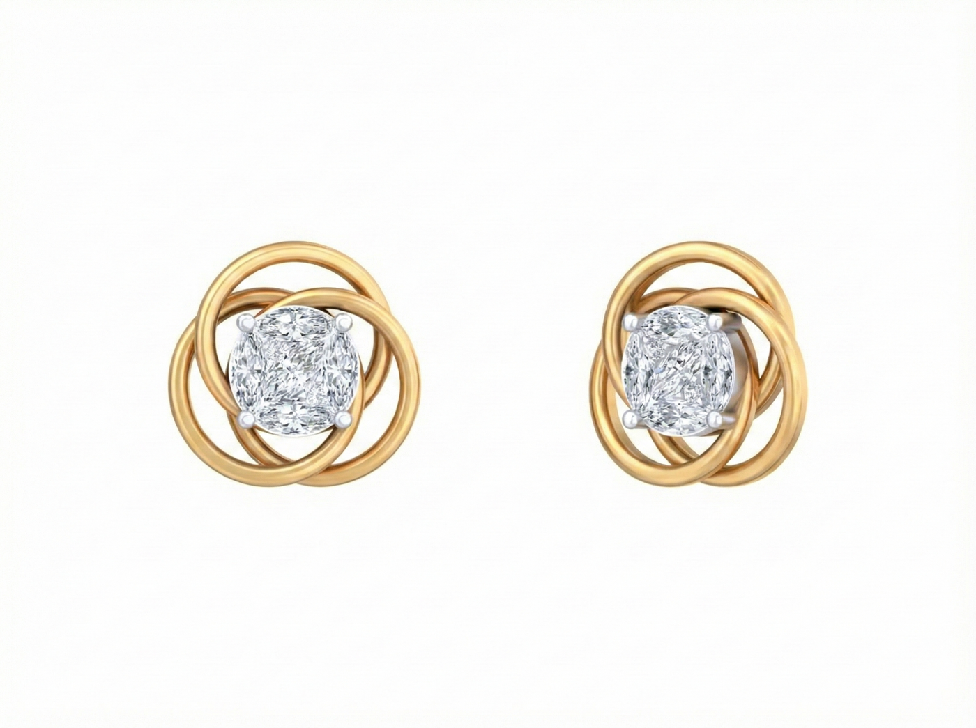 Gold & Diamond Solitaire Women Earring KRC30220