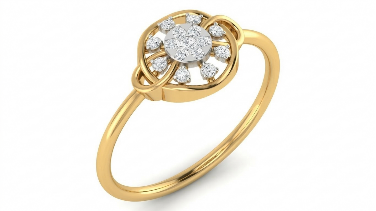 18K Gold & Diamond Dailywear Ring For Women KRA10579