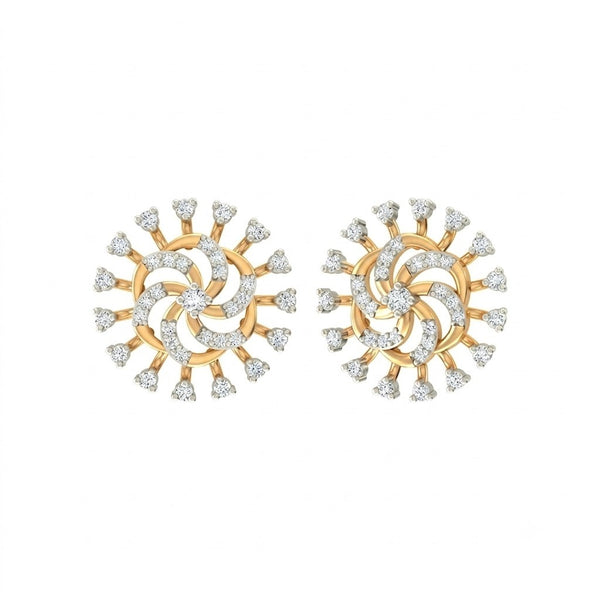 Gold & Diamond Floral Stud Earring For Women KRB30055
