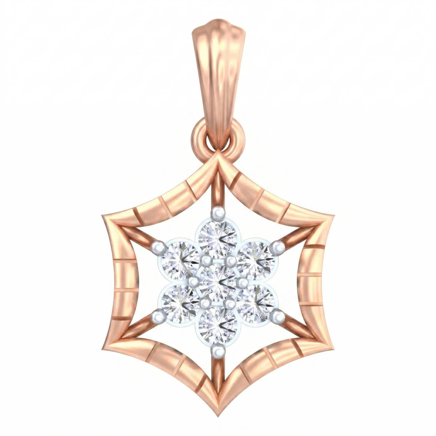 Gold & Diamond Floral Pendant Set KRC40704
