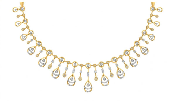 14K गोल्ड और डायमंड चोकर नेकलेस सेट KRB44086N