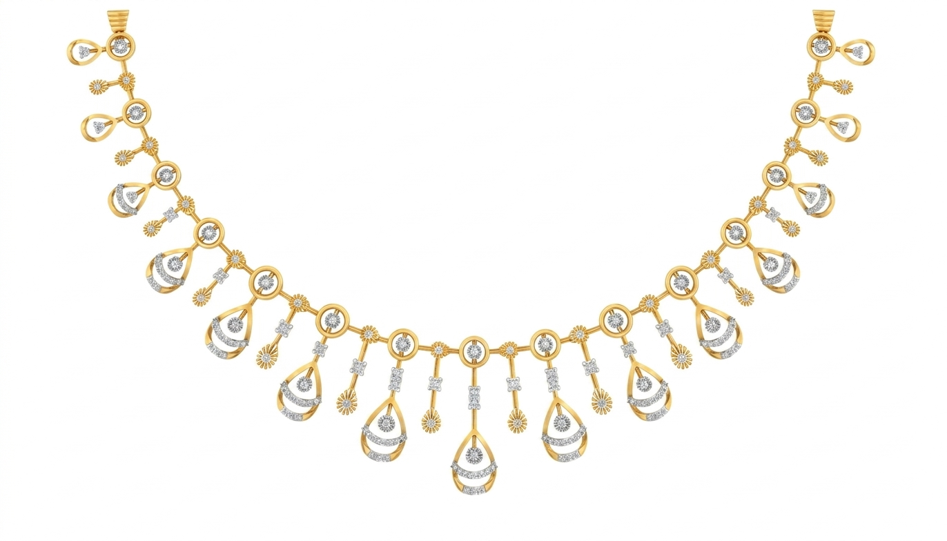 14K Gold & Diamond Choker Necklace Set KRB44086N
