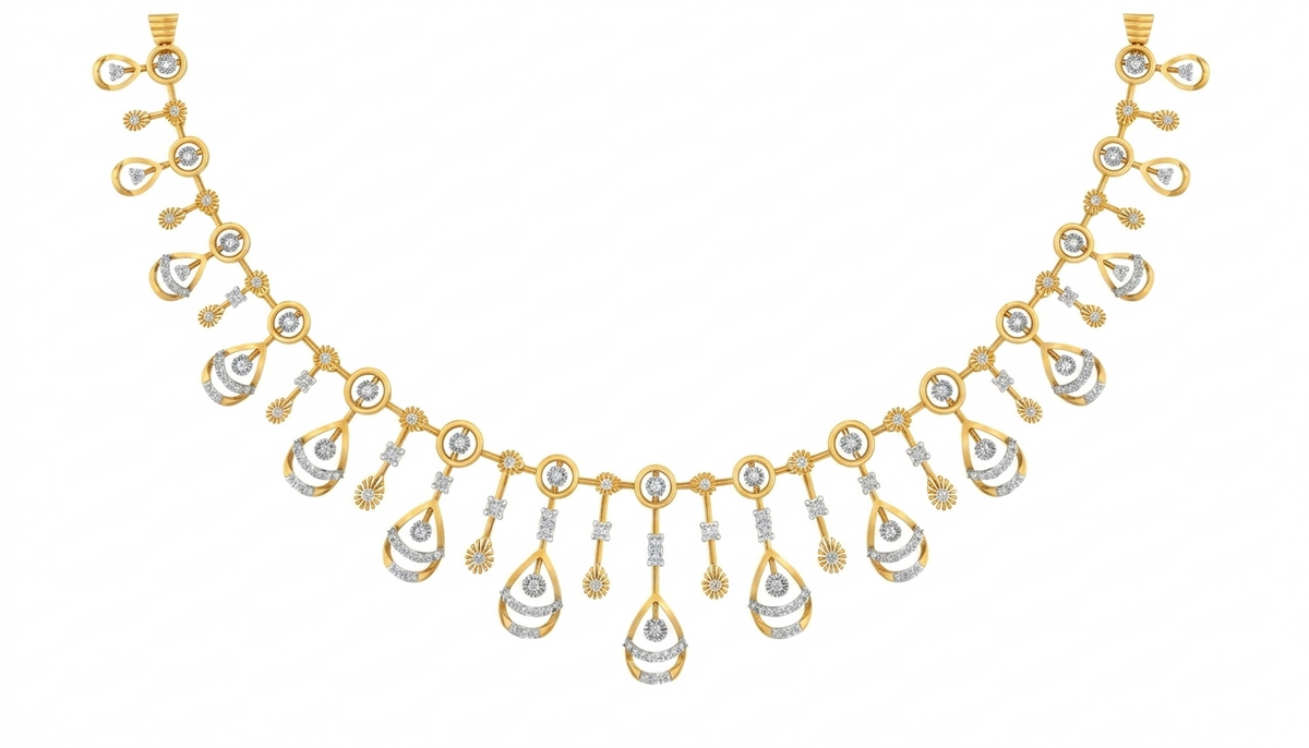 14K Gold & Diamond Choker Necklace Set KRB44086N