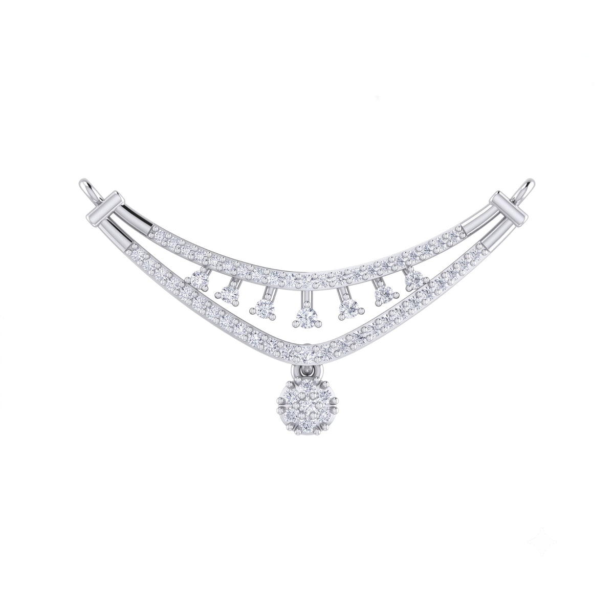 White gold & diamond bridal mangalsutra on white background
