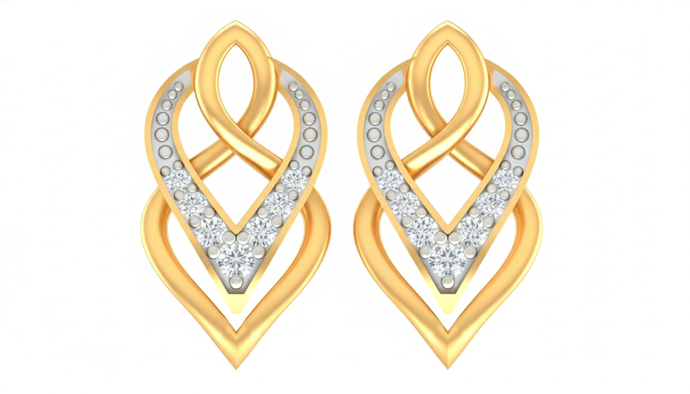 Gold & Diamond Women Stud Earring KRC40589E
