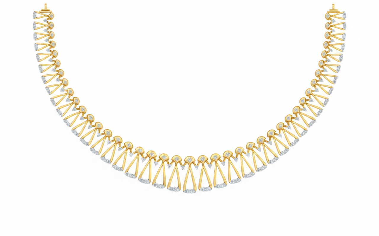 14K Gold & Diamond Women Choker Necklace Set KRB44071N