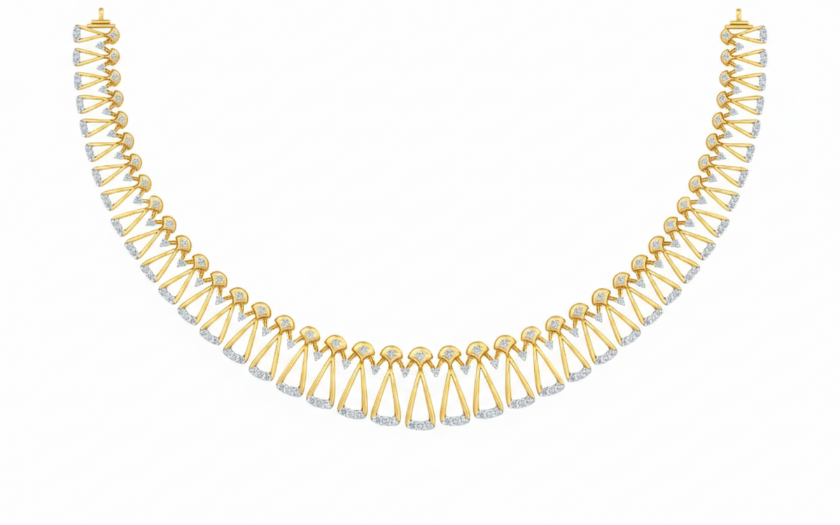 14K Gold & Diamond Women Choker Necklace Set KRB44071N