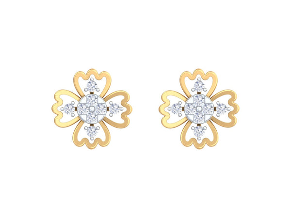 Gold & Diamond Women Floral Stud Earring KRC40700E