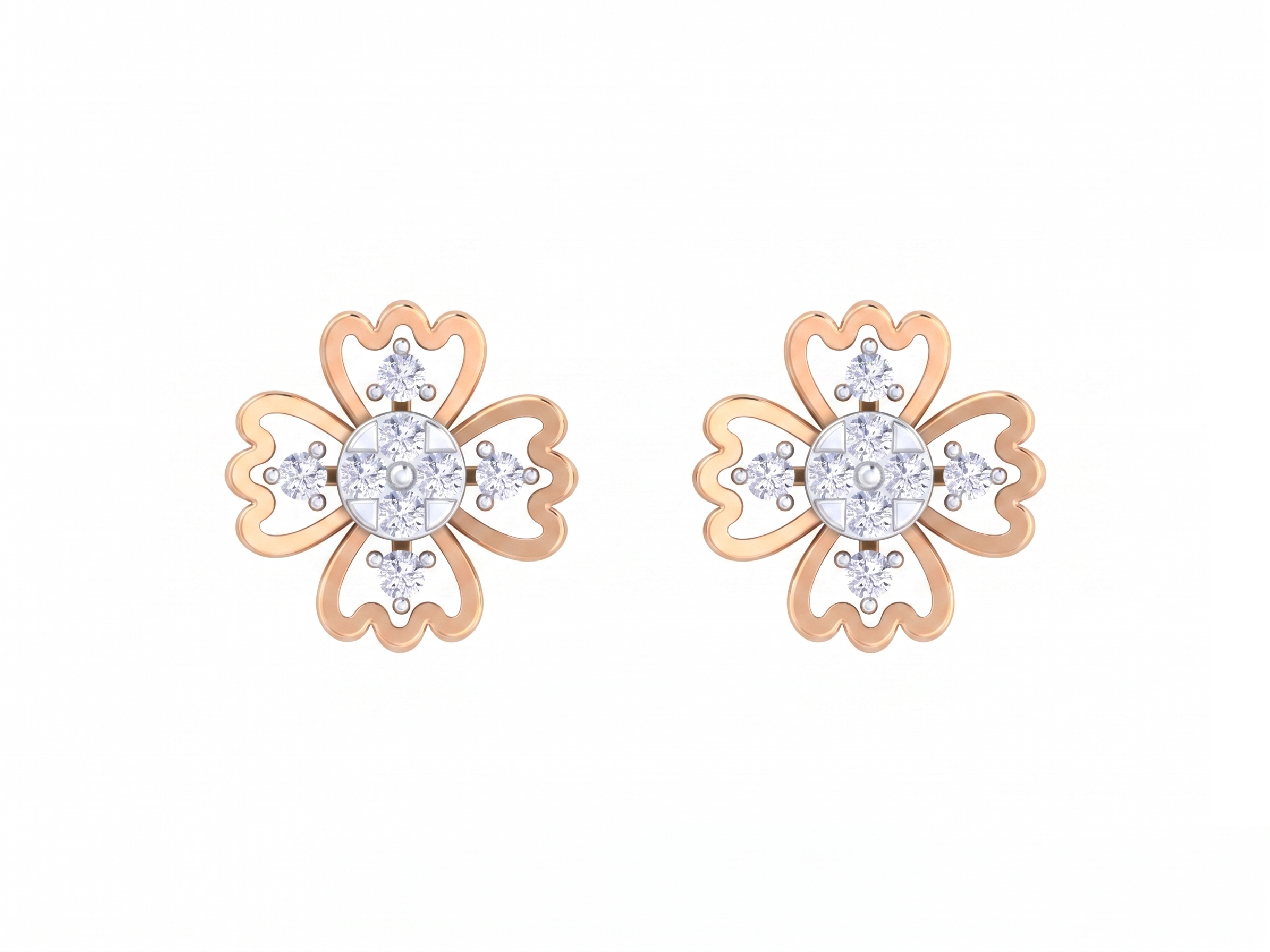 Floral Rose Gold Diamond Earring | under 40k 