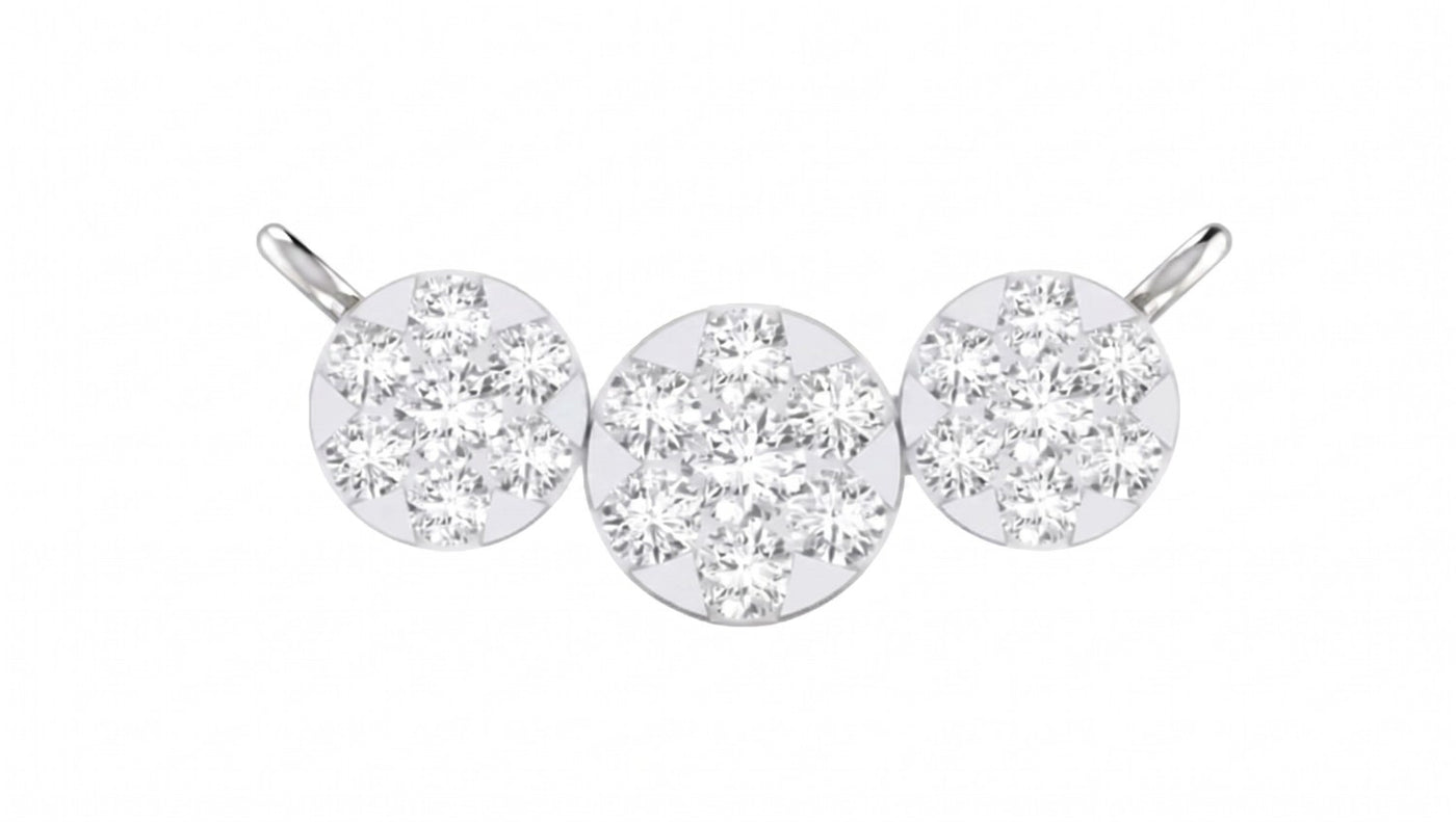 Three round diamond mangalsutra with white gold on a white background
