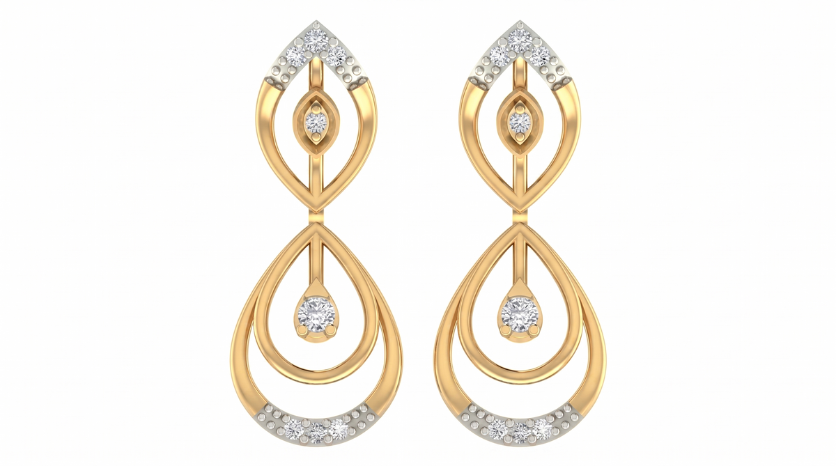 Yellow Gold Diamond Earring | under 30K