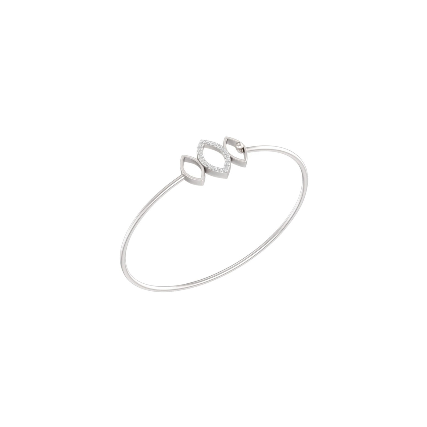 white gold diamond bracelet with elegant marquise geometric design