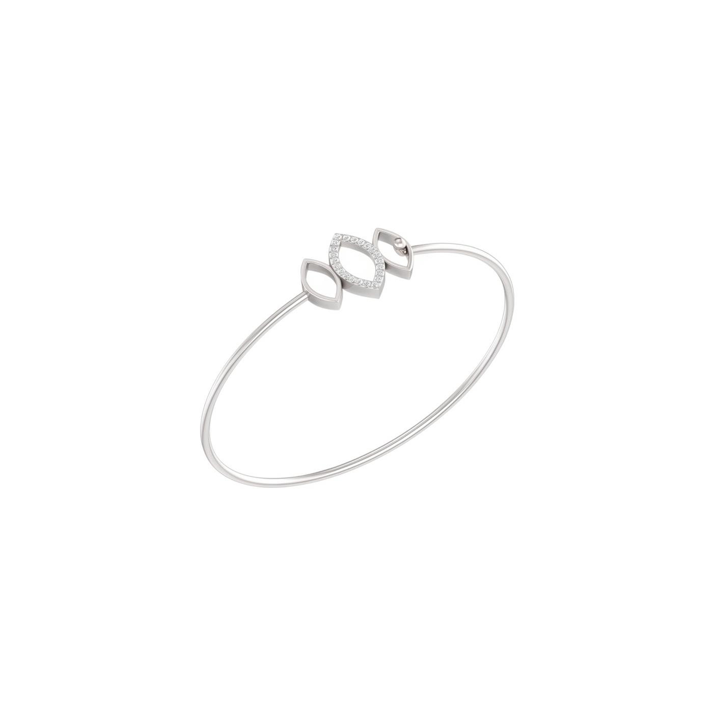 White gold diamond bracelet with elegant marquise-inspired geometric design