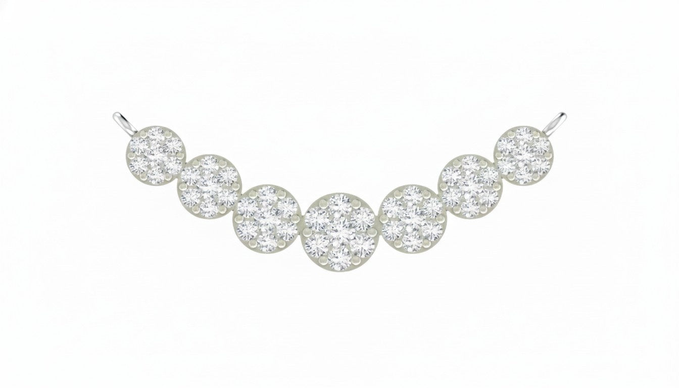 white gold and diamond mangalsutra  with round diamond on a white background