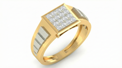 18K Gold & Diamond Square Ring For Men KRA60172