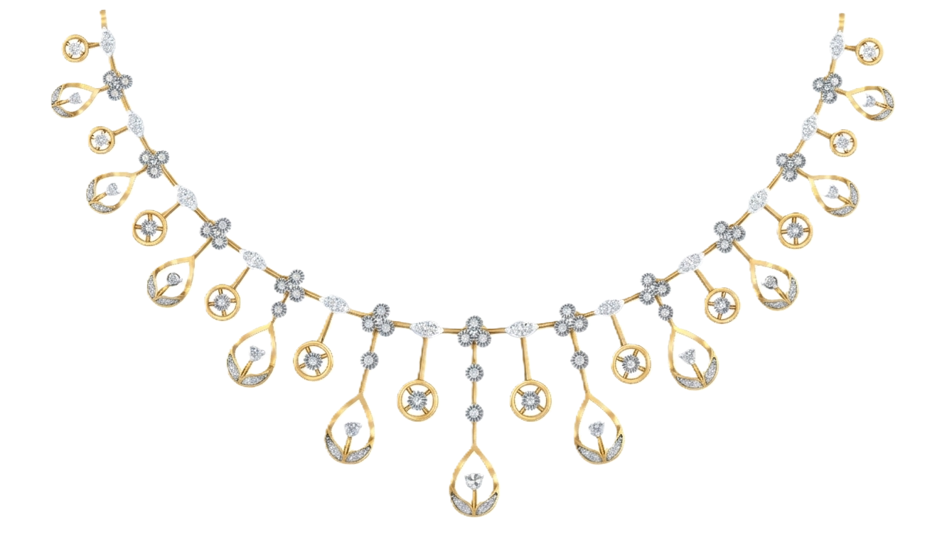 Gold & Diamond Choker Necklace Set KRC60148