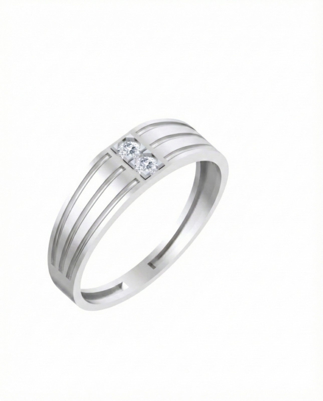 A white gold and diamond band ring, shown on a plain white background.
