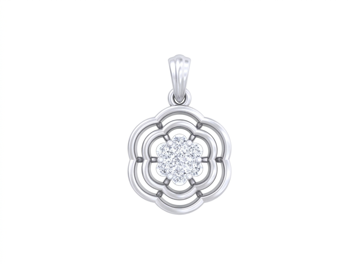 Gold & Diamond Floral Pendant Set KRC40611