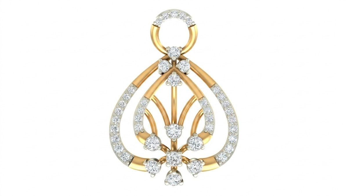 Yellow gold and diamond pendant on white background