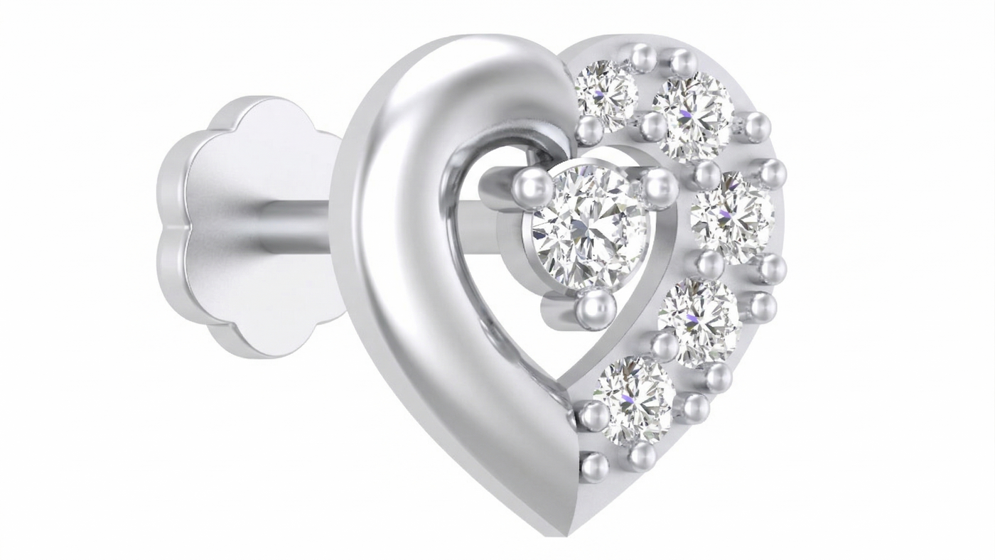 Gold & Diamond Heart Nose Pin KRC80121