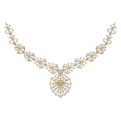 14K गोल्ड और डायमंड डेलीवियर नेकलेस सेट KRH44053N