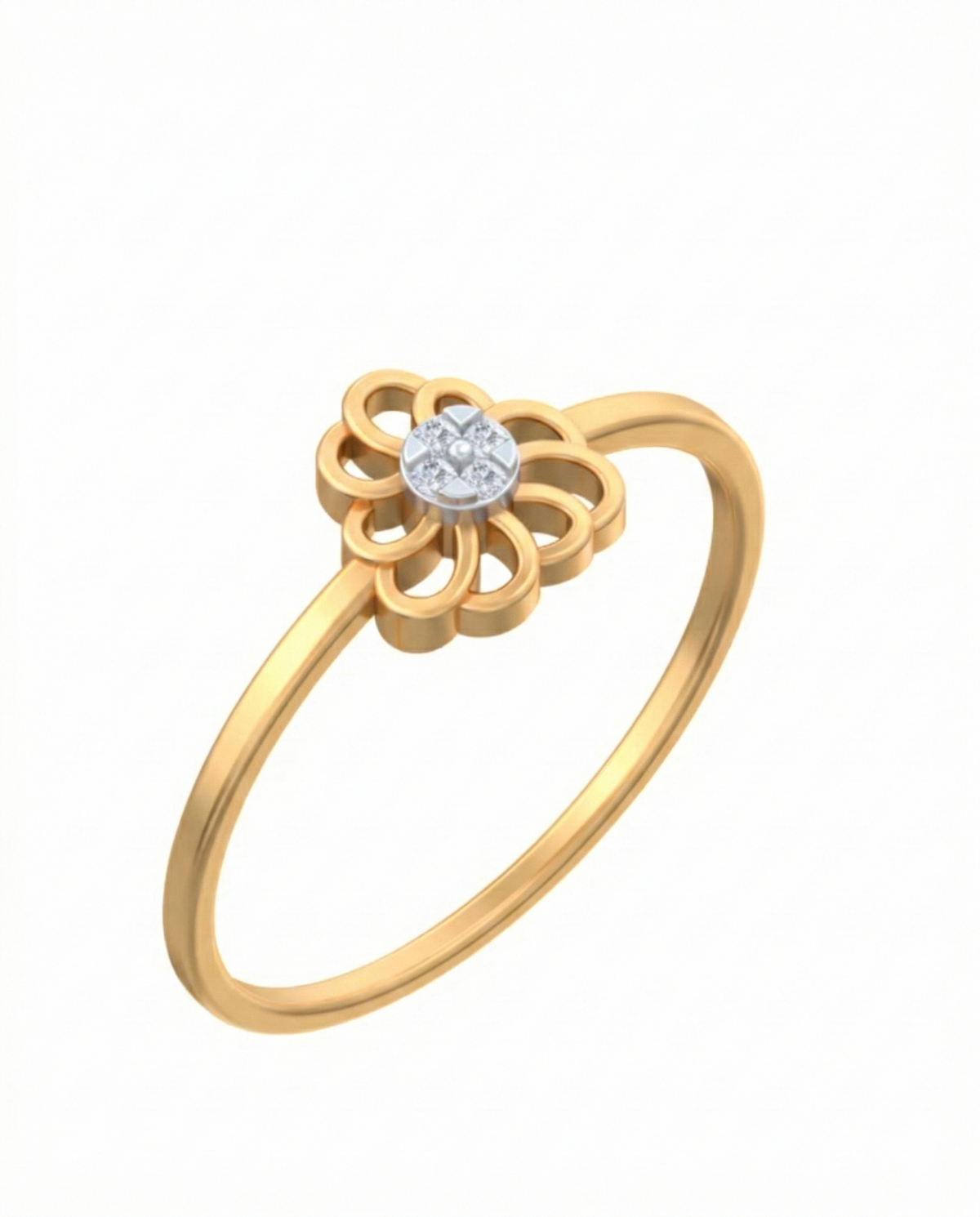 18K Gold & Diamond Dailywear Ring For Women KSK164