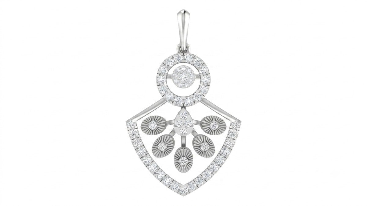 White gold and diamond partywear pendant on white background