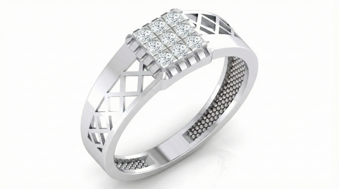 Gold & Diamond Band Ring For Men KRC20201