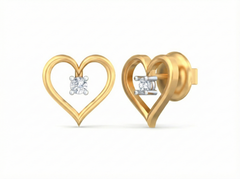 18K Gold & Diamond Solitaire Women Earring KSK044