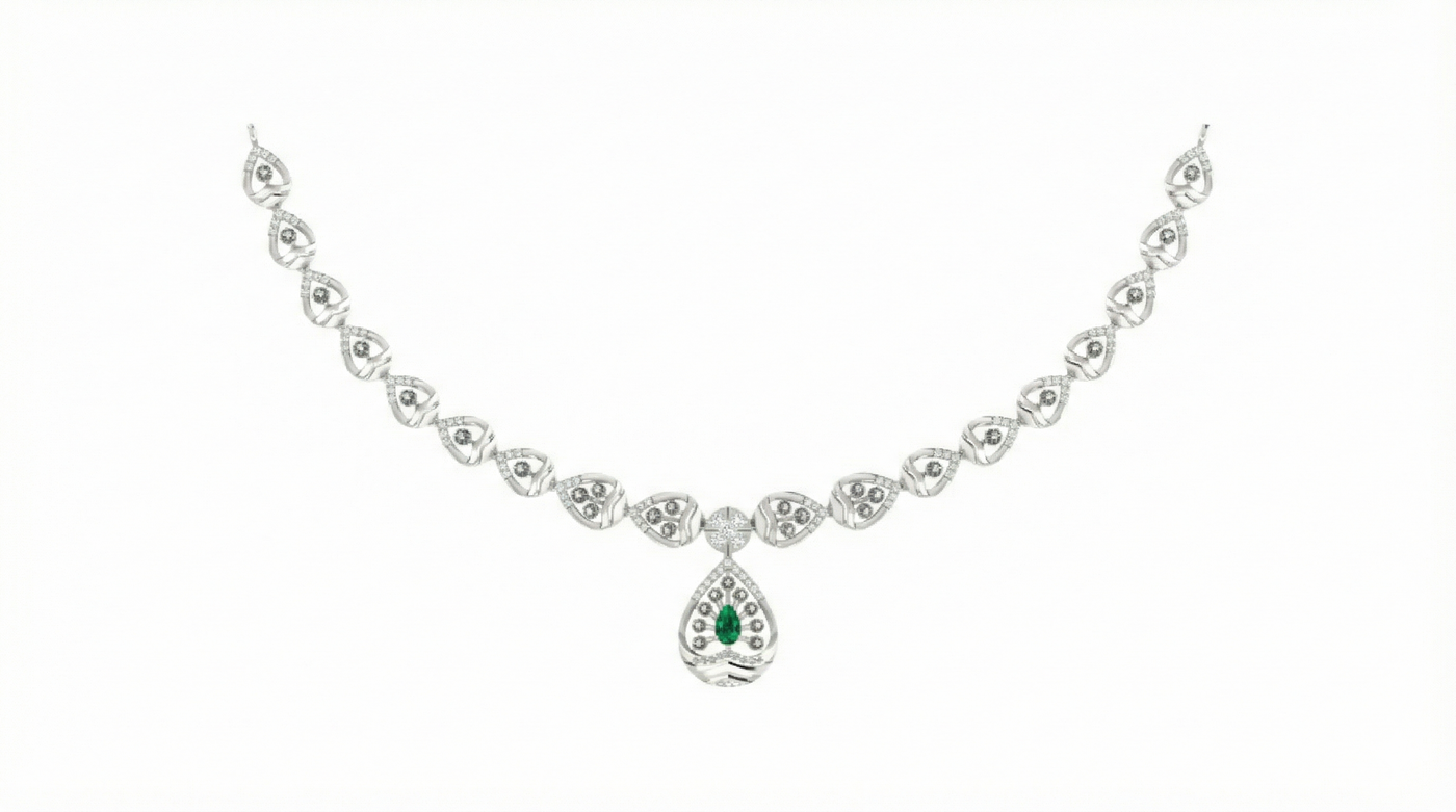 Gold & Diamond Gemstone Necklace Set KRC60070