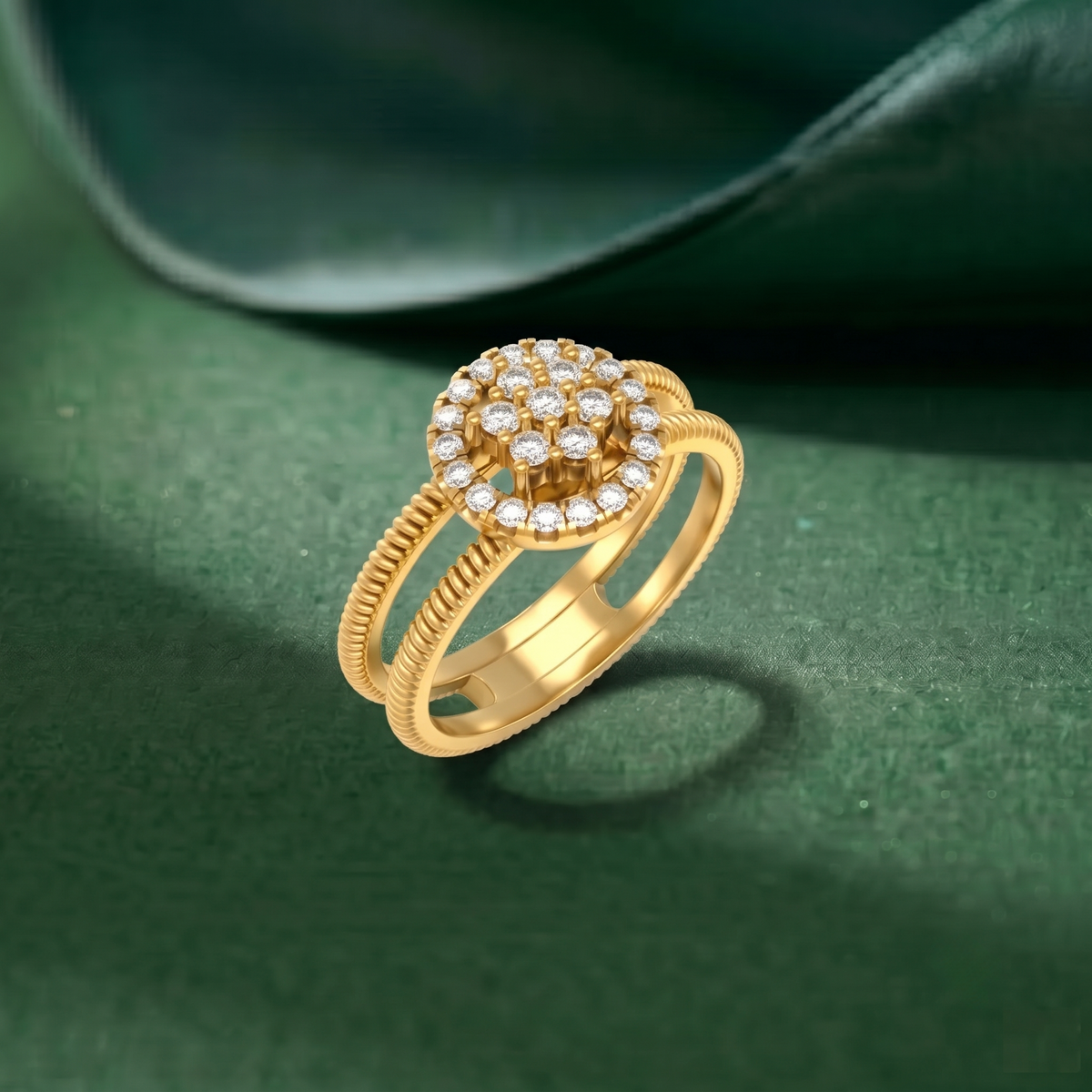 Gold & Diamond Halo Ring For Women | KRC10885 | Kesav Diamond
