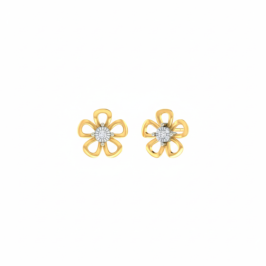 18K Gold & Diamond Women Stud Earring KER-197