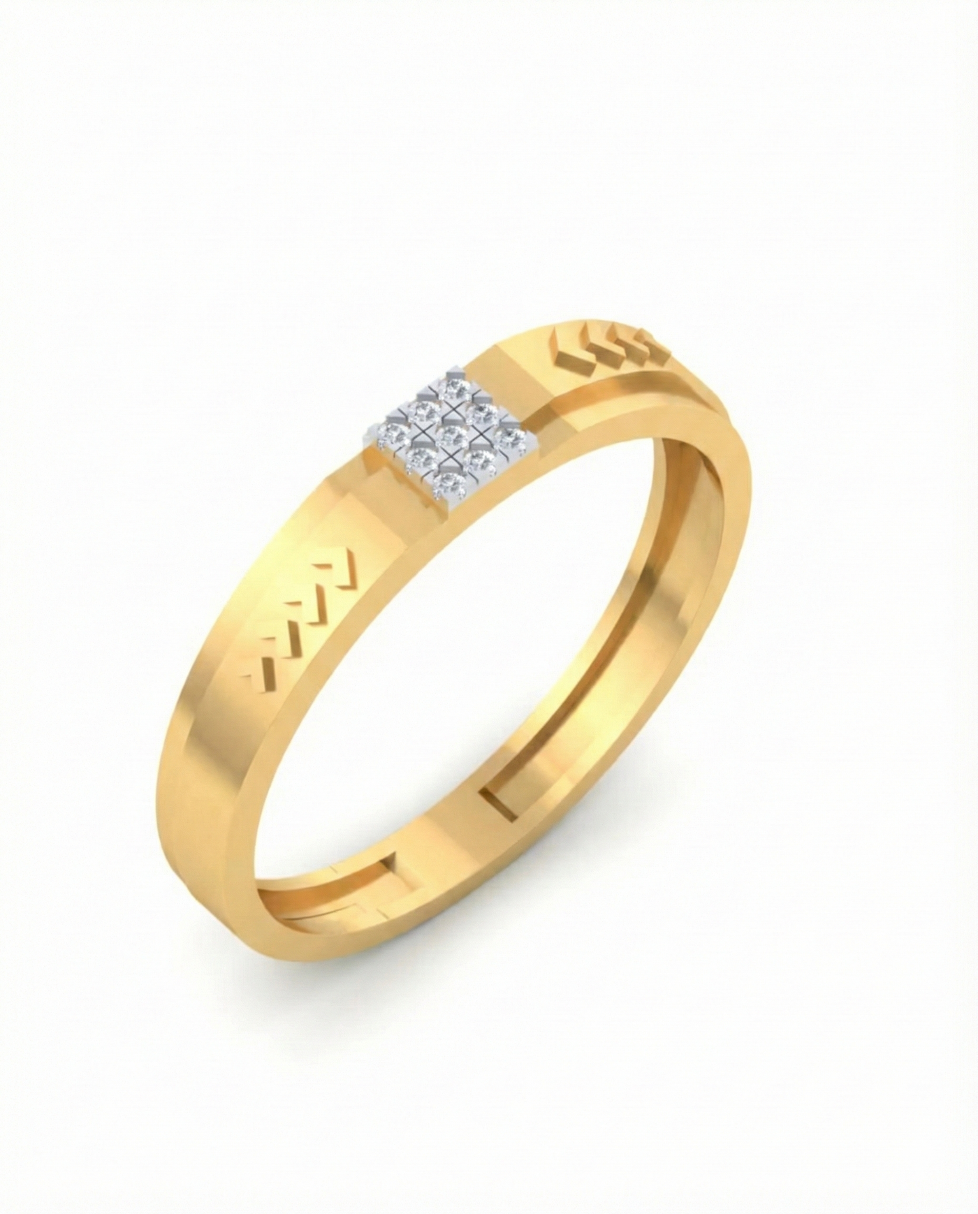 Gold & Diamond Band Ring For Men KRC20040